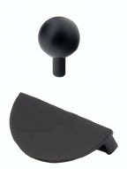 A matte black spherical knob shown above its matching curved mounting base on a plain white background.